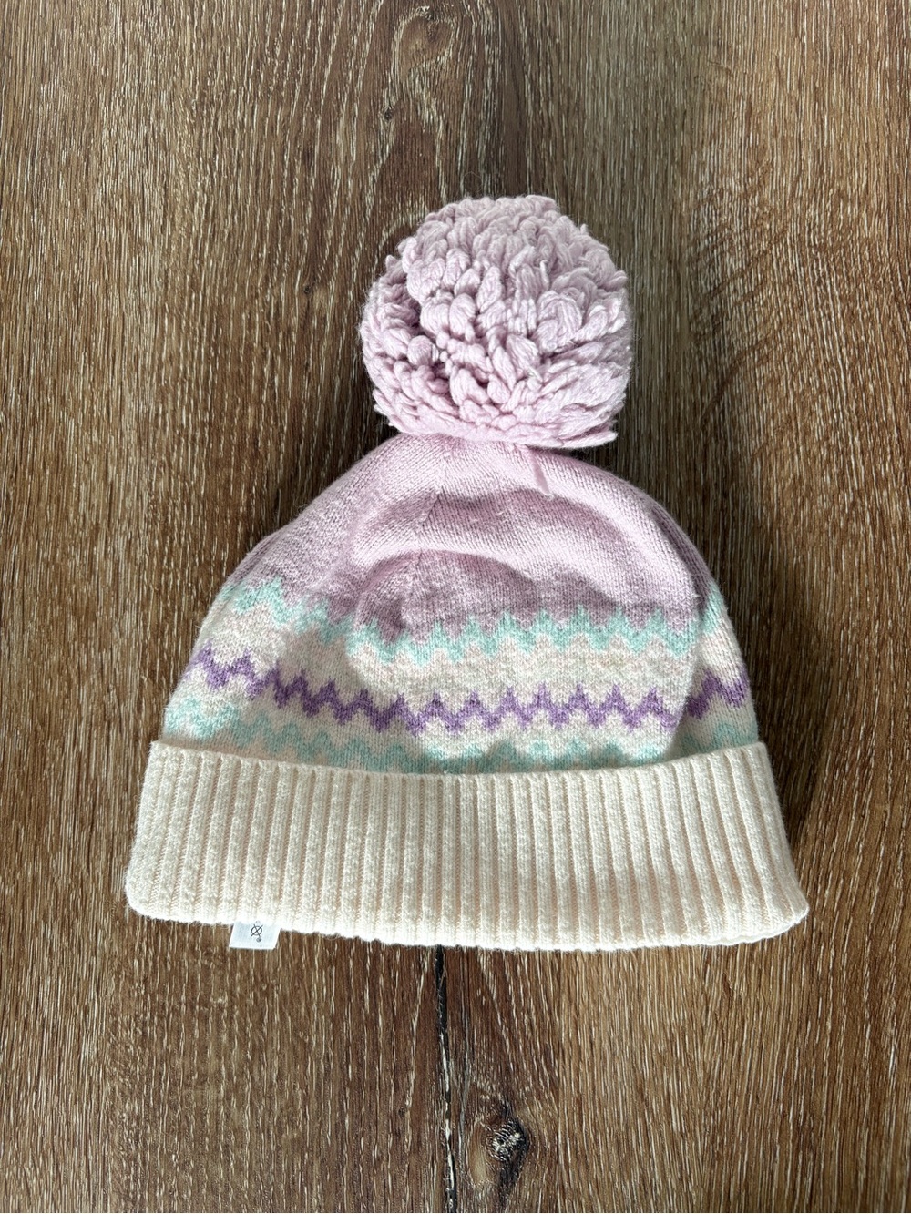 Janie and Jack  Pom-Pom Knit Beanie in Lavender & Cream Sz: 2-3 years old/Winter